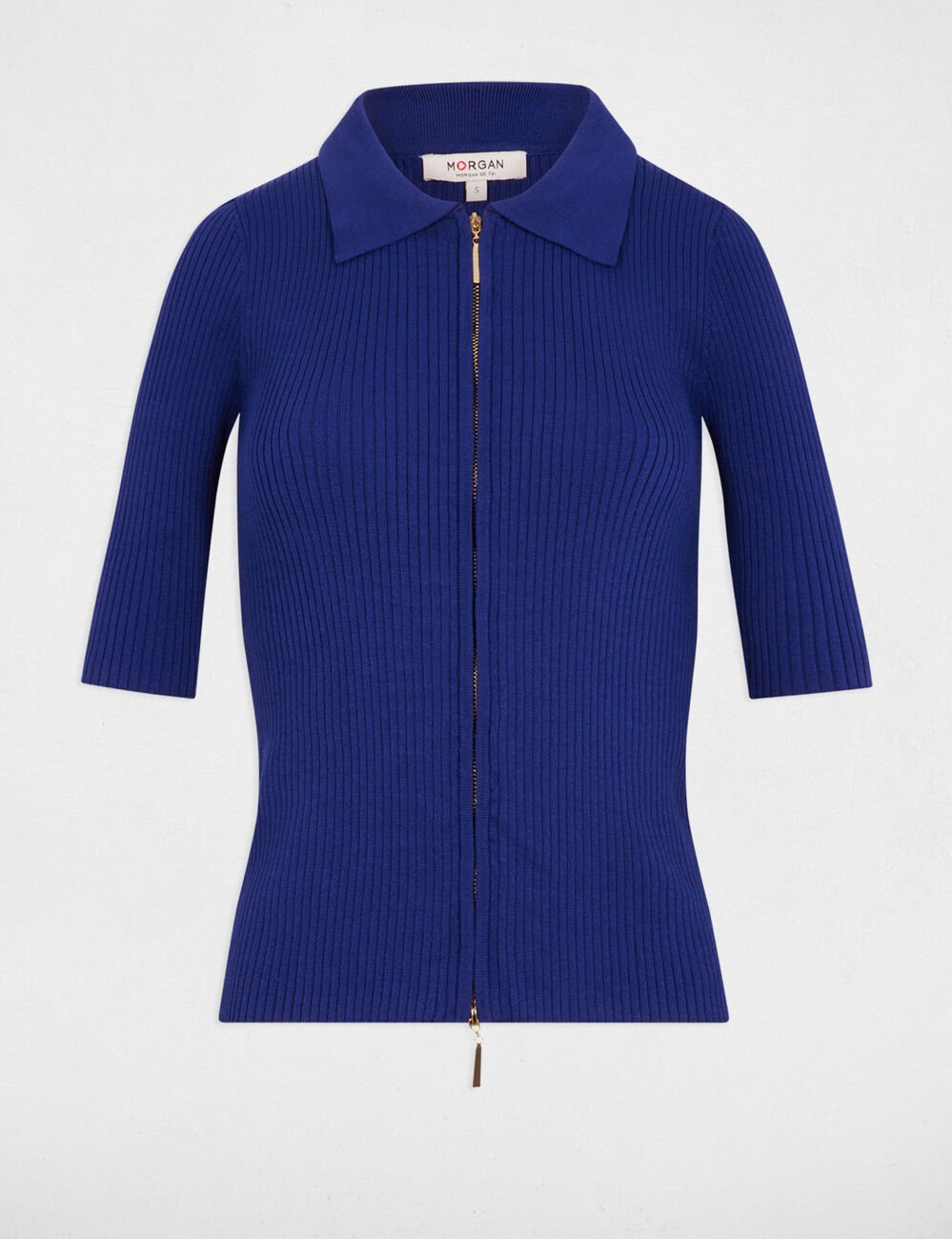 Gilet manches 3/4 bleu pétrole femme