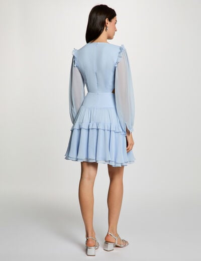 Robe courte ajust&eacute;e col v bleu ciel femme