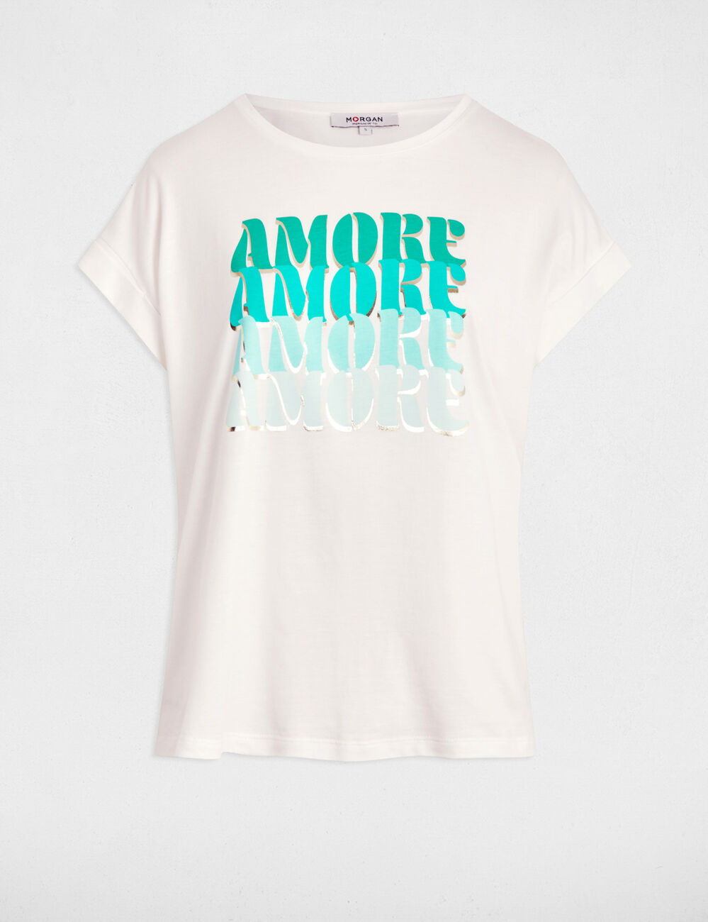 T-shirt met opschrift helder wit vrouw