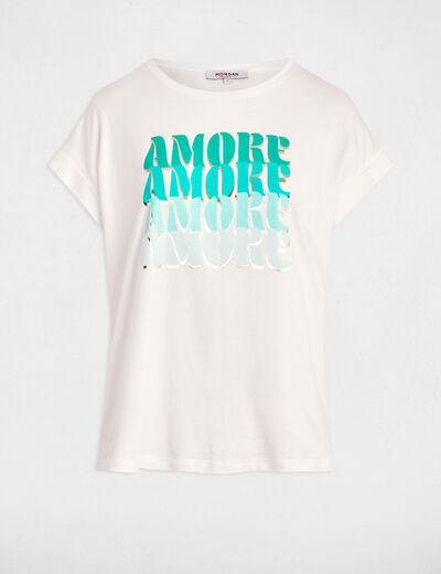 T-shirt met opschrift helder wit vrouw