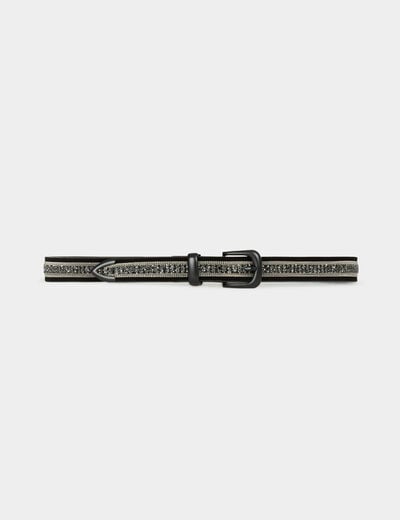 Ceinture fine su&eacute;dine noir femme