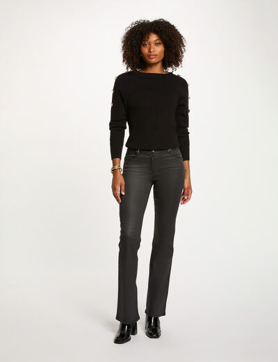 Bootcut broek met coating zwart vrouw