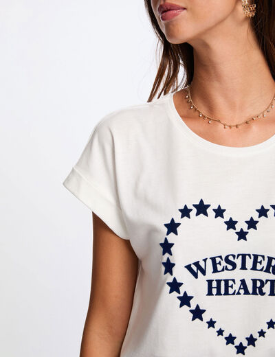 Recht T-shirt met ronde hals helder wit vrouw
