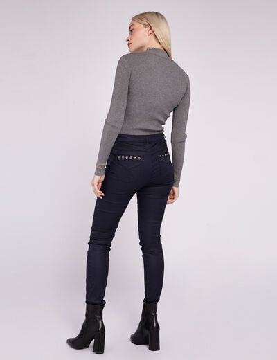Pull manches longues avec boutons gris fonc&eacute; femme