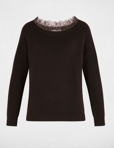 Pull col bateau marron fonc&eacute; femme