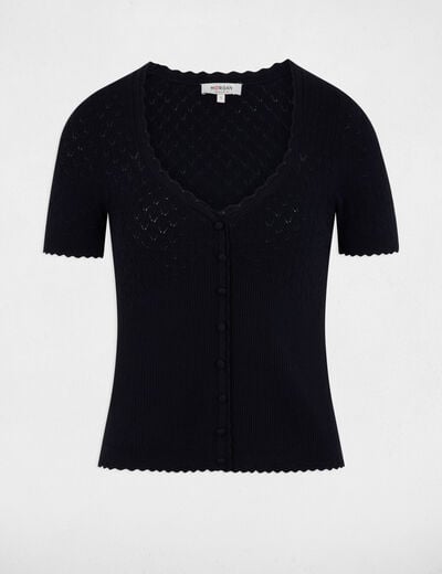 Pull ajust&eacute; col v bleu marine femme