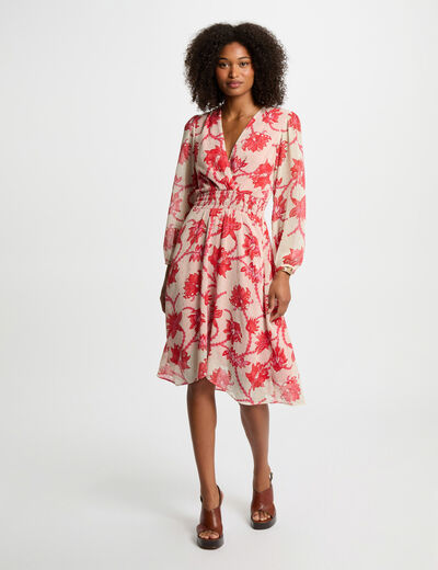 Robe évasée imprimée multicolore femme