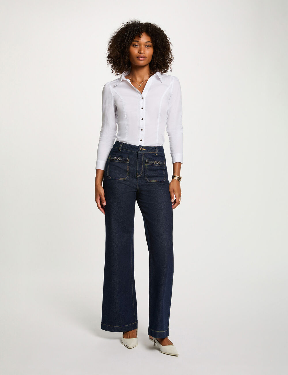 Chemise manches longues blanc femme