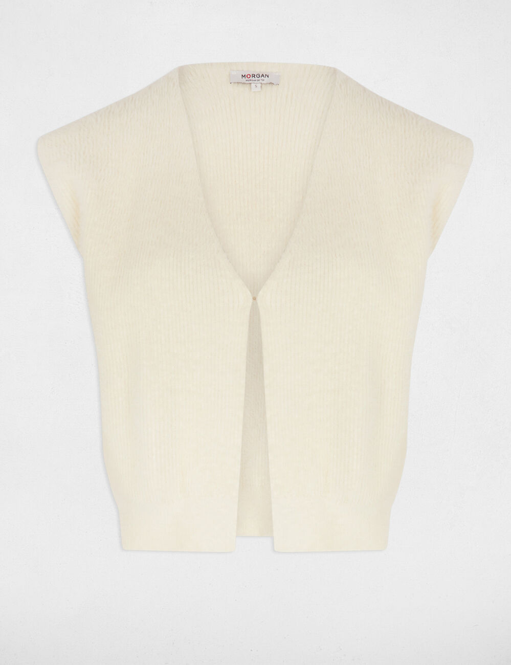 Gilet court fausse fourrure ivoire femme