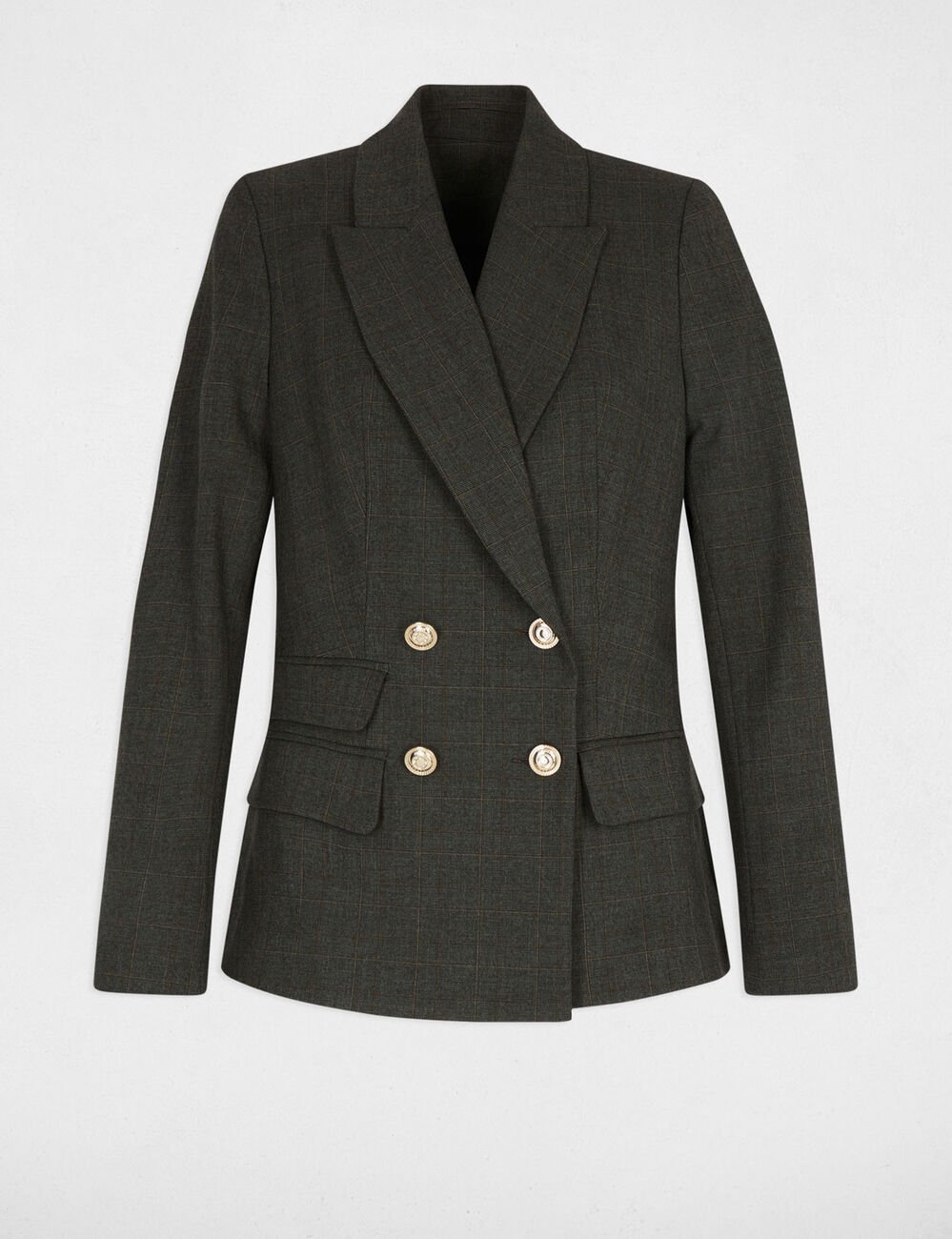 Blazer droit à carreaux gris moyen femme