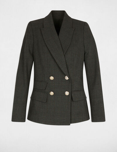Blazer droit à carreaux gris moyen femme
