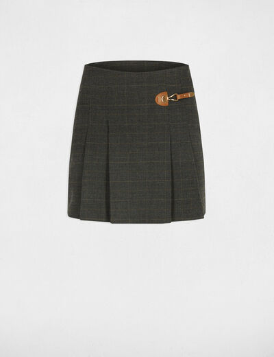 Short tweed taille haute gris moyen femme