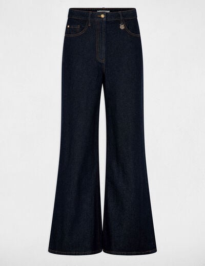 Jean large taille haute bleu femme