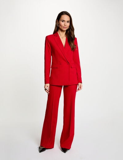 Pantalon droit taille haute rouge femme