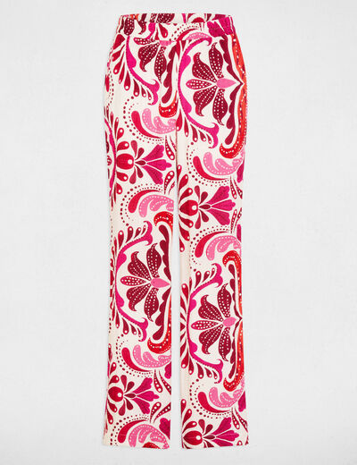 Pantalon droit fluide multicolore femme