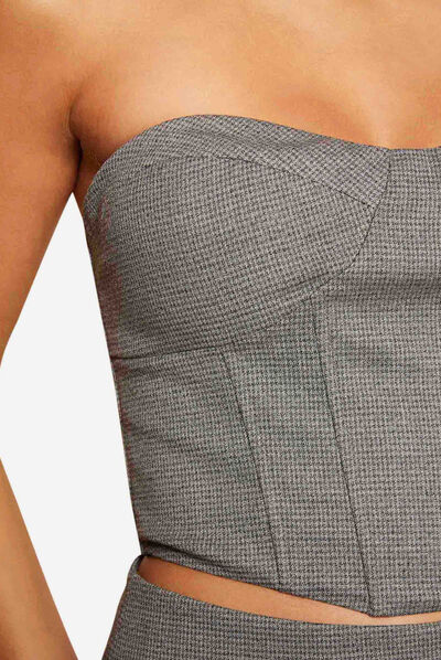 Bustier cropped sans manches gris moyen femme