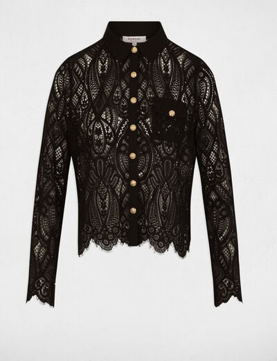 Chemise courte dentelle noir femme