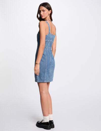 Robe courte ajustée en jean denim stone femme