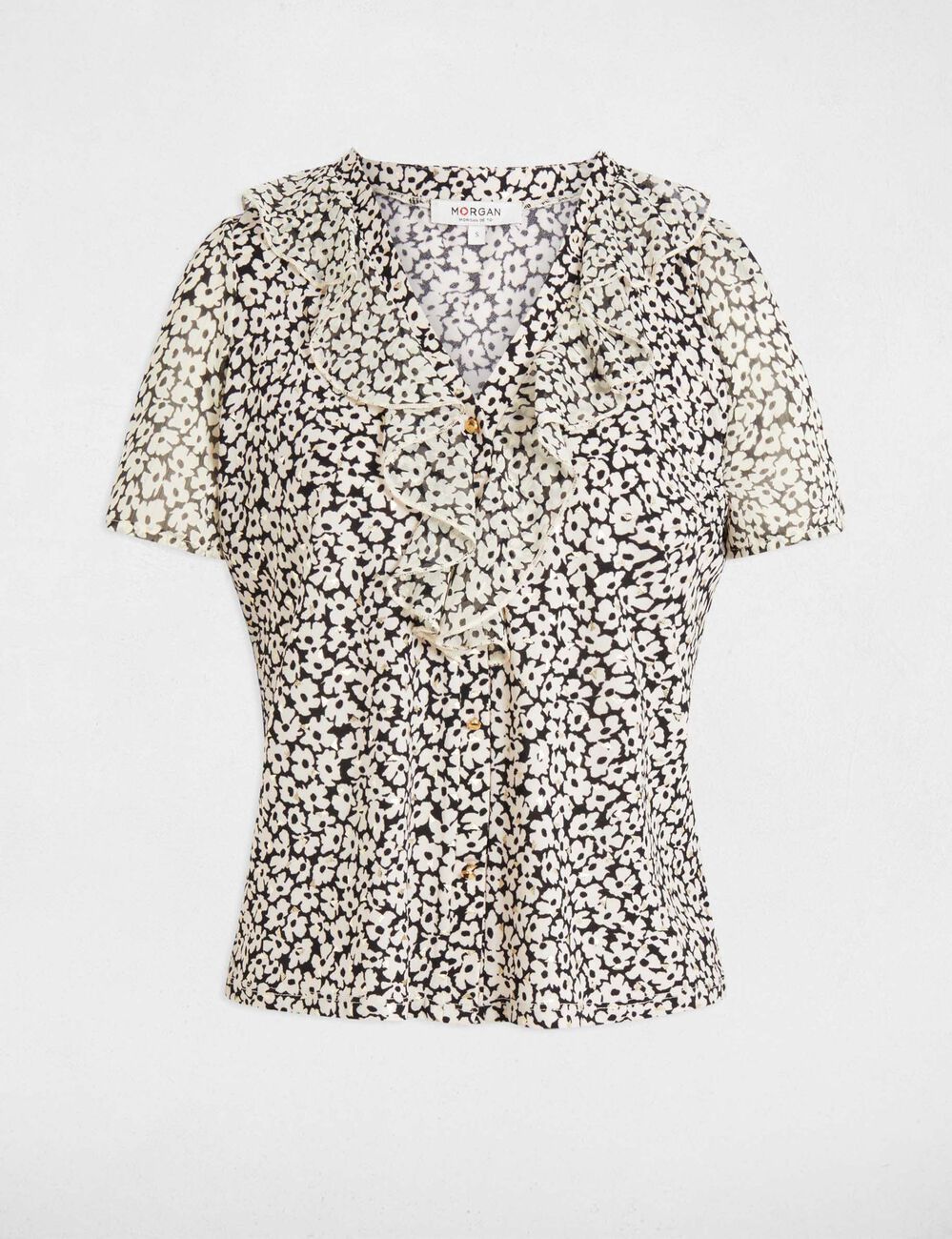 Blouse met korte mouwen helder wit vrouw