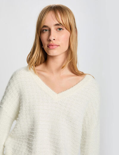 pull maille fantaisie ivoire femme Pull maille fantaisie ivoire femme