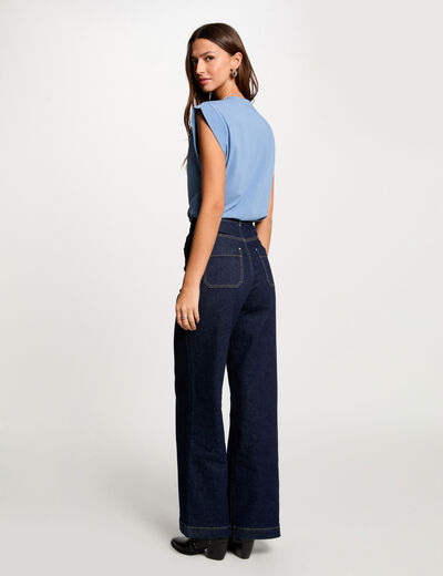 Korte mouwen T-shirt bleu gris vrouw