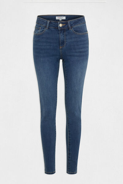 Smalle jeans met metallic biezen jean stone vrouw