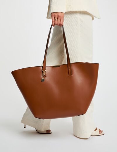 Sac cabas trapèze camel femme