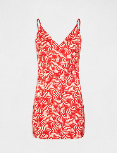 Trapeze-jurk met abstracte print rood vrouw
