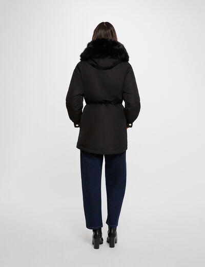 Parka col fourrure noir femme