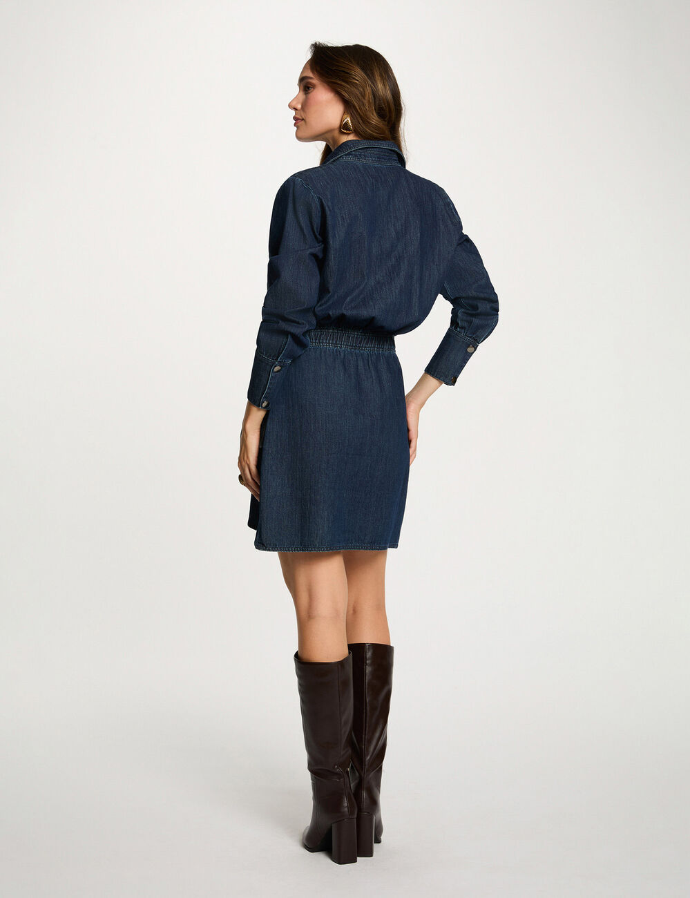 Robe courte portefeuille denim brut femme