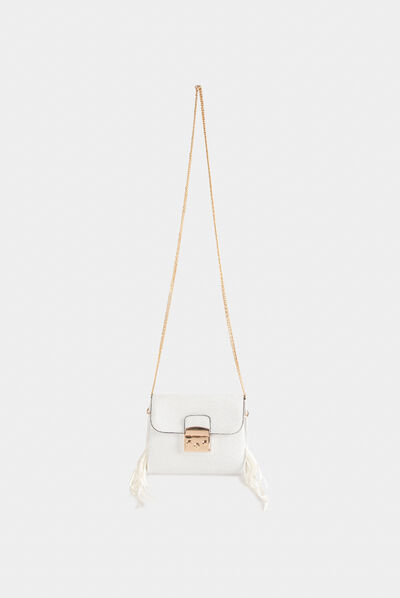 Sac pochette aspect python blanc femme
