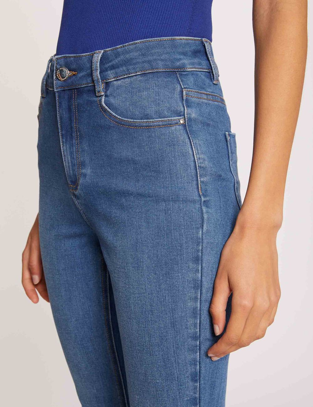 Jeans slim taille haute 7/8&egrave;me jean stone femme