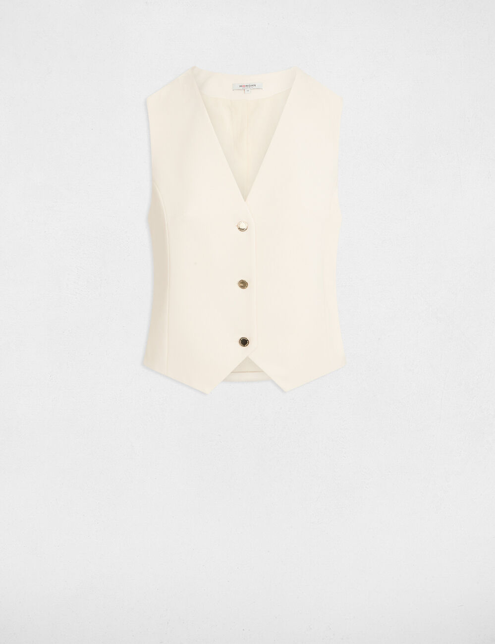 Gilet sans manches col en V ivoire femme