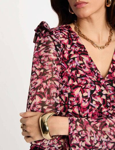 T-shirt ajust&eacute; col montant multicolore femme