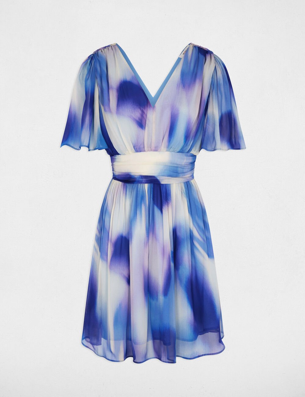 Robe courte col v multicolore femme