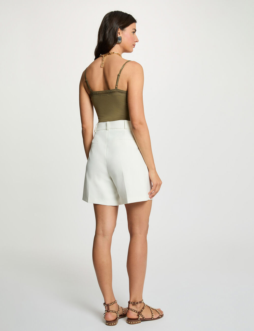 Tanktop met dunne bandjes kant brons vrouw