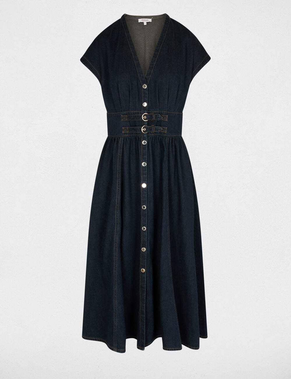 Midijurk van denim bleu vrouw