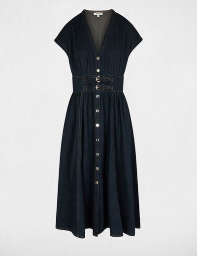 Midijurk van denim bleu vrouw