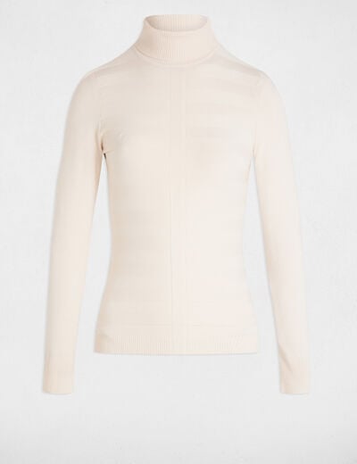 Pull col roulé ivoire femme