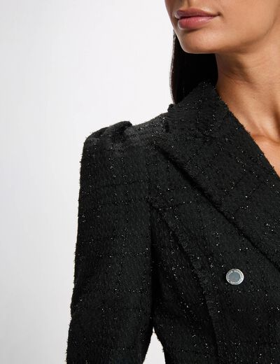 Getailleerd tweed jasje zwart vrouw