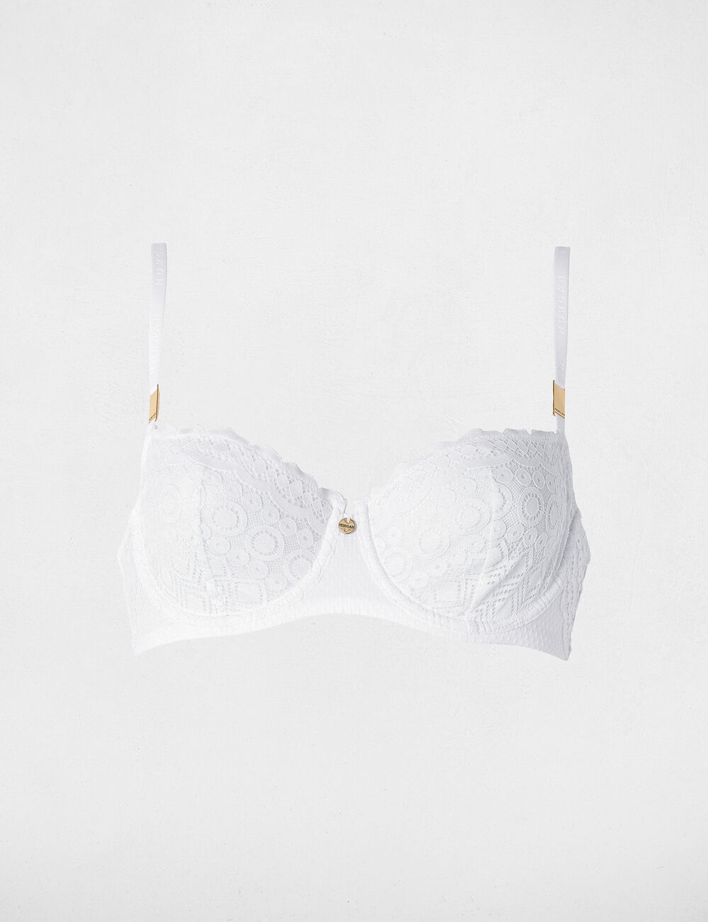 Soutien-gorge dentelle bretelles fines blanc femme