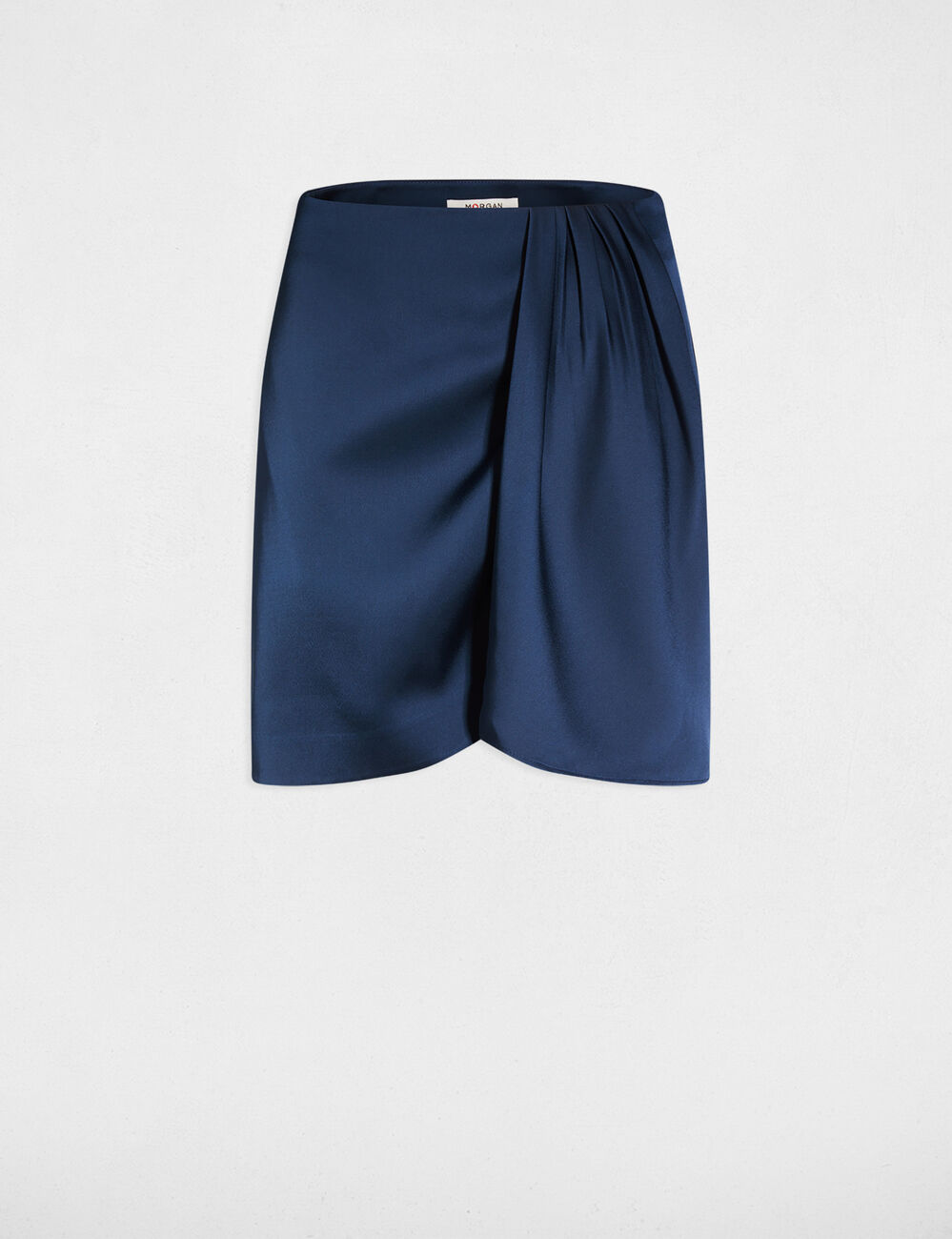 Jupe courte satin&eacute;e bleu p&eacute;trole femme