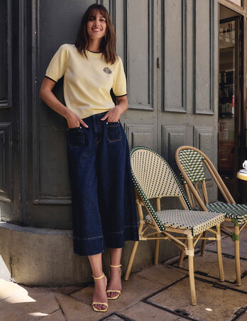 High-waist short bleu vrouw