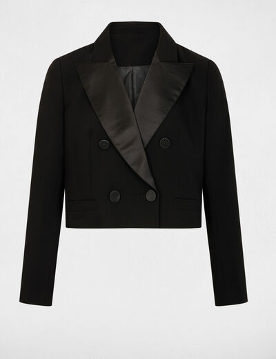 Veste courte cache-coeur noir femme