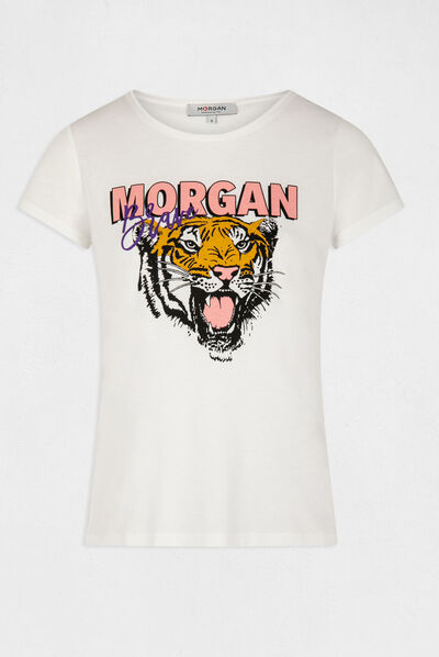 T-shirt à manches courtes ecru femme