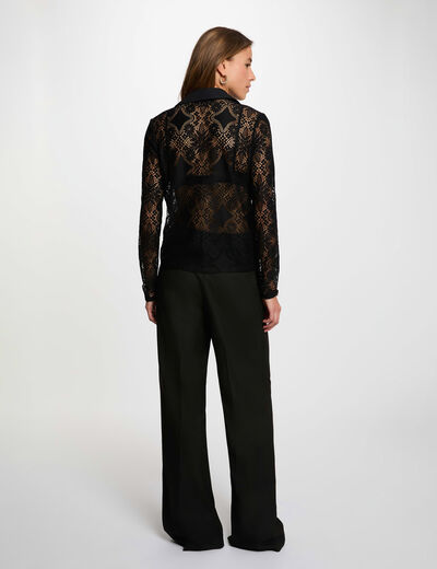 Kant blouse met reverskraag zwart vrouw