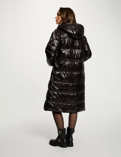 Doudoune longue brillante noir femme