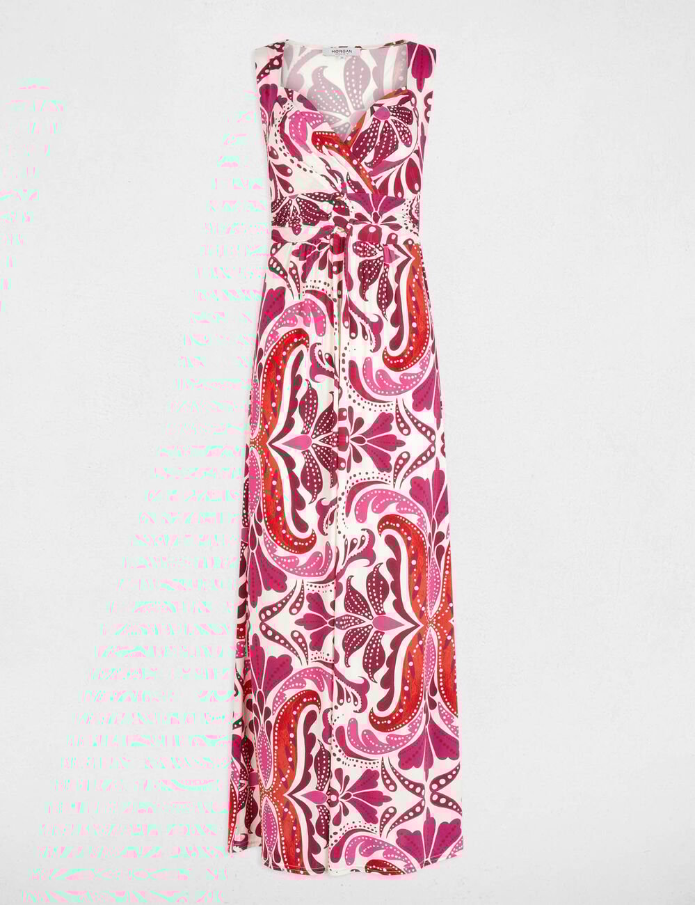 Lange jurk met hartvormige hals meerkleurig vrouw