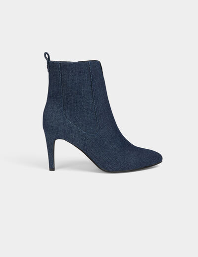Spijkerlaarzen met hakken ruw denim vrouw