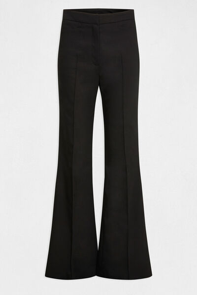 City flare broek met figuurnaden zwart vrouw